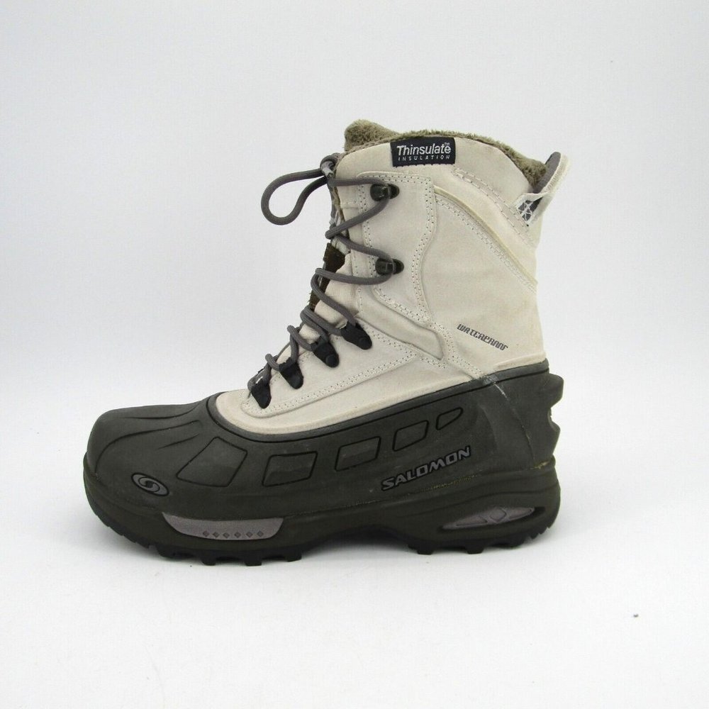Salomon Thinsulate Winter Snow Boots Beige Women's Size 8.5 Waterproof EUC